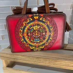 Mexican Artisan Handmade Aztec Design Red and Brown Women's Bag
